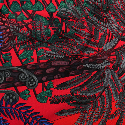 Hermes Silk Jardin A Sintra Scarf 90 Rouge Bleu Vert 3 of 6