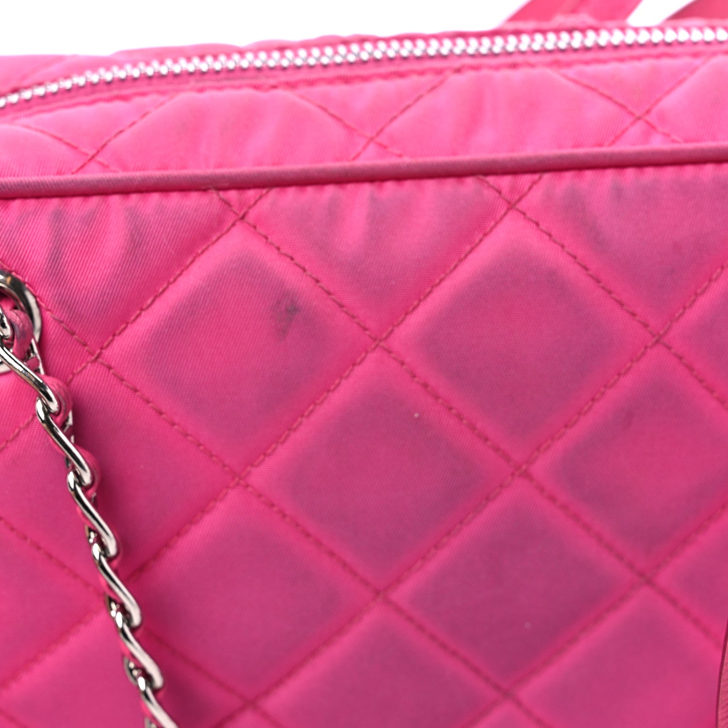 Prada Nylon Tessuto Impuntu Quilted Chain Crossbody Fuxia 16 of 19