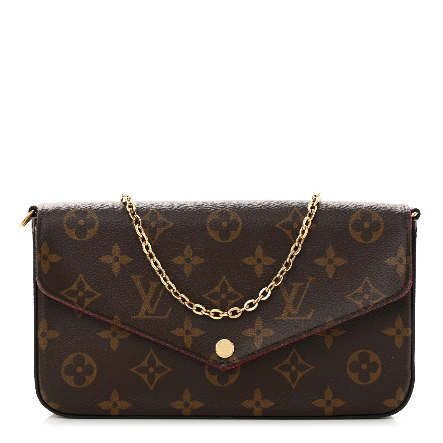 Louis Vuitton Monogram Pochette Felicie Chain Wallet Fuchsia 1 of 11
