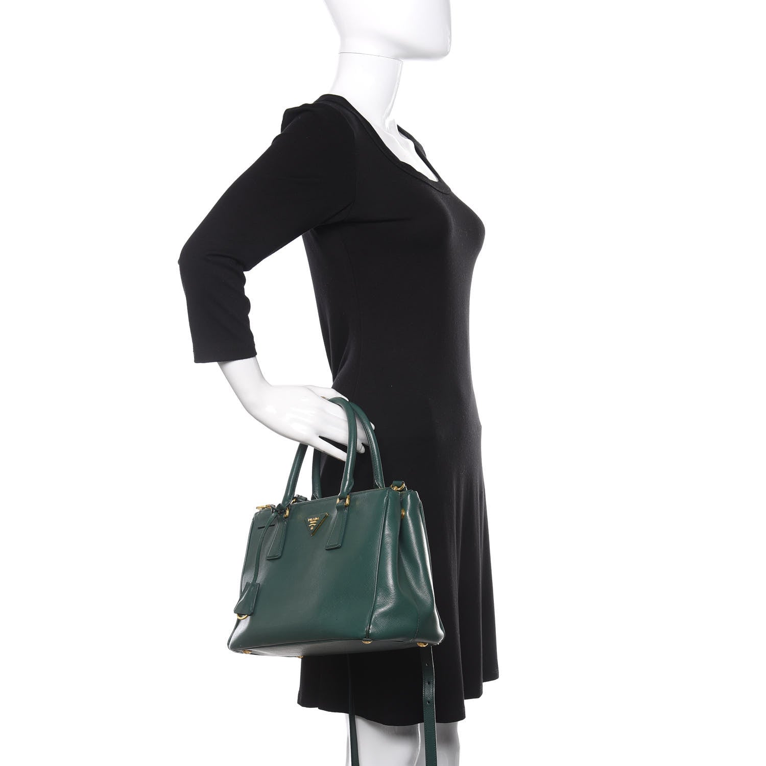 Prada Saffiano Small Galleria Double Zip Tote Biliardo 3 of 17