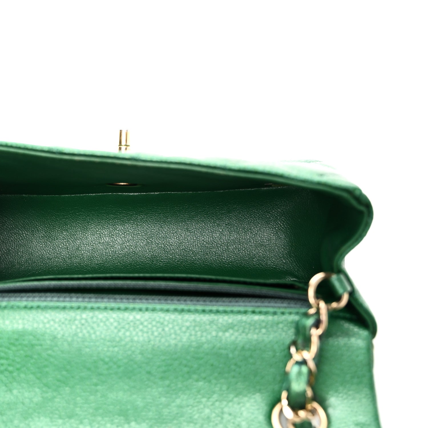 Chanel Metallic Caviar Quilted Mini Rectangular Flap Green 5 of 11