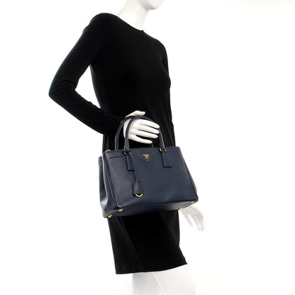 Prada Saffiano Small Galleria Double Zip Tote Baltico 3 of 12