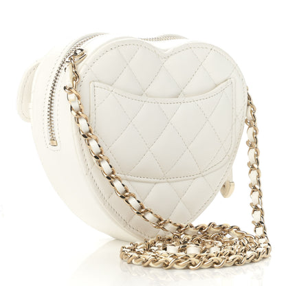 Chanel Lambskin Quilted CC In Love Heart Clutch With Chain White 3 of 10