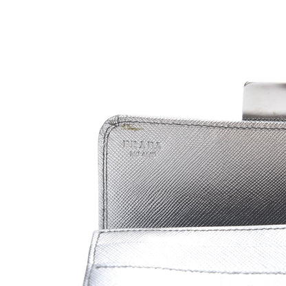Prada Metallic Saffiano Stones Continental Wallet Silver 6 of 15