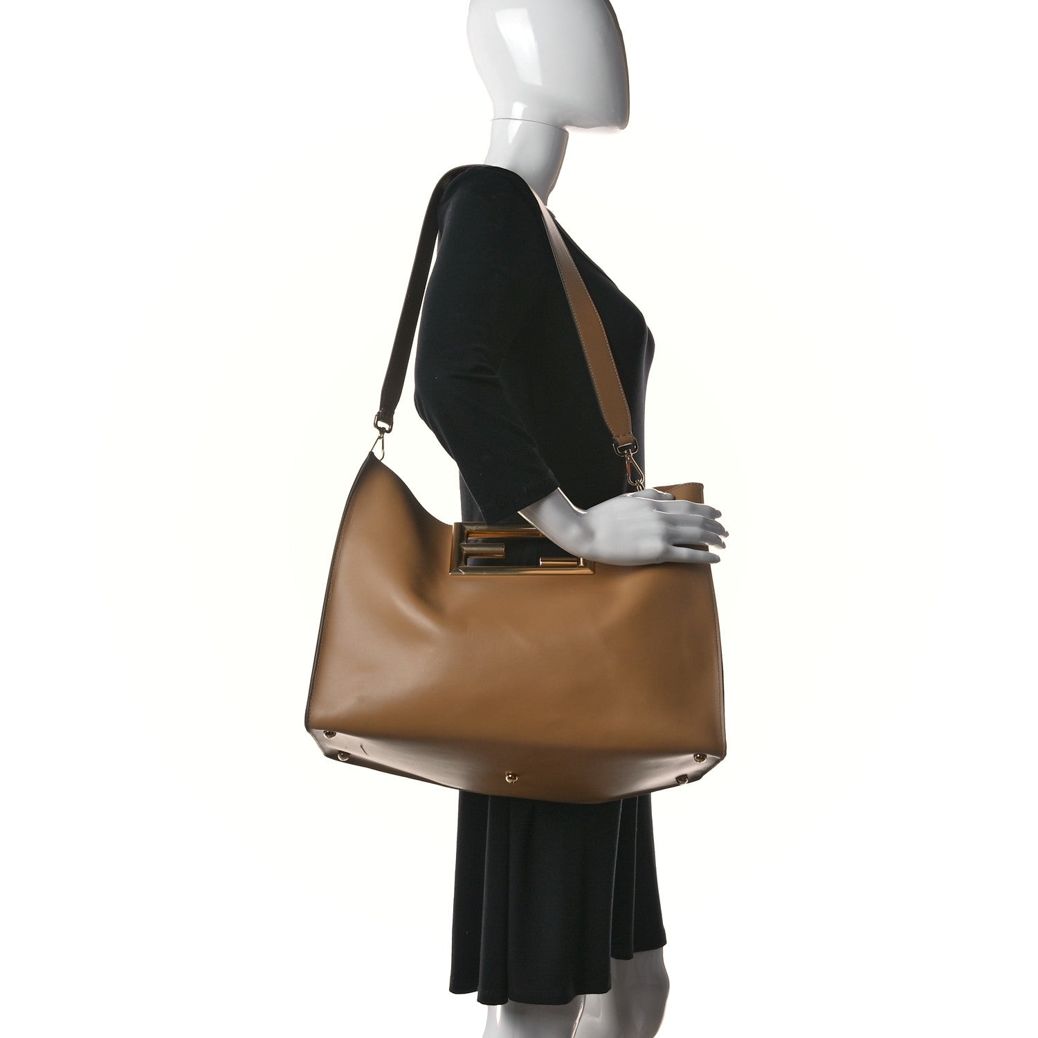 Fendi Vitello King Medium Fendi Way Tote Miele Scuro 2 of 15