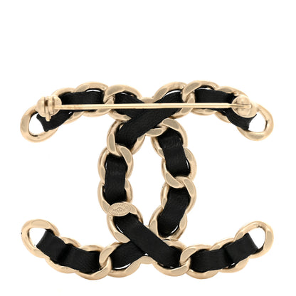 Chanel Lambskin Chain CC Brooch Black Gold 3 of 4
