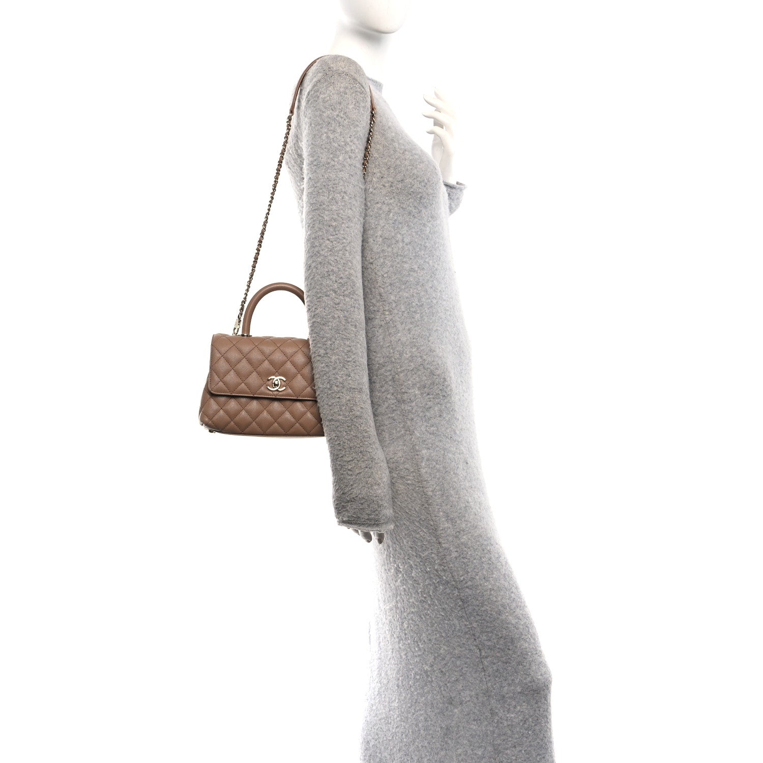 Chanel Caviar Quilted Mini Coco Handle Flap Beige 2 of 11