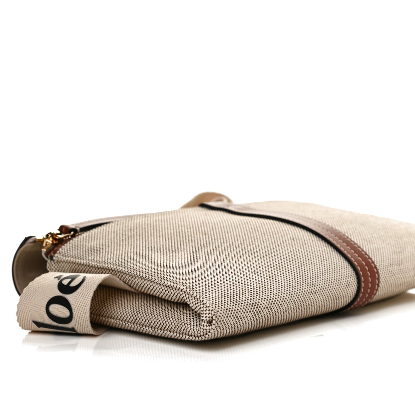 Cotton Calfskin Woody Belt Bag Beige Brown