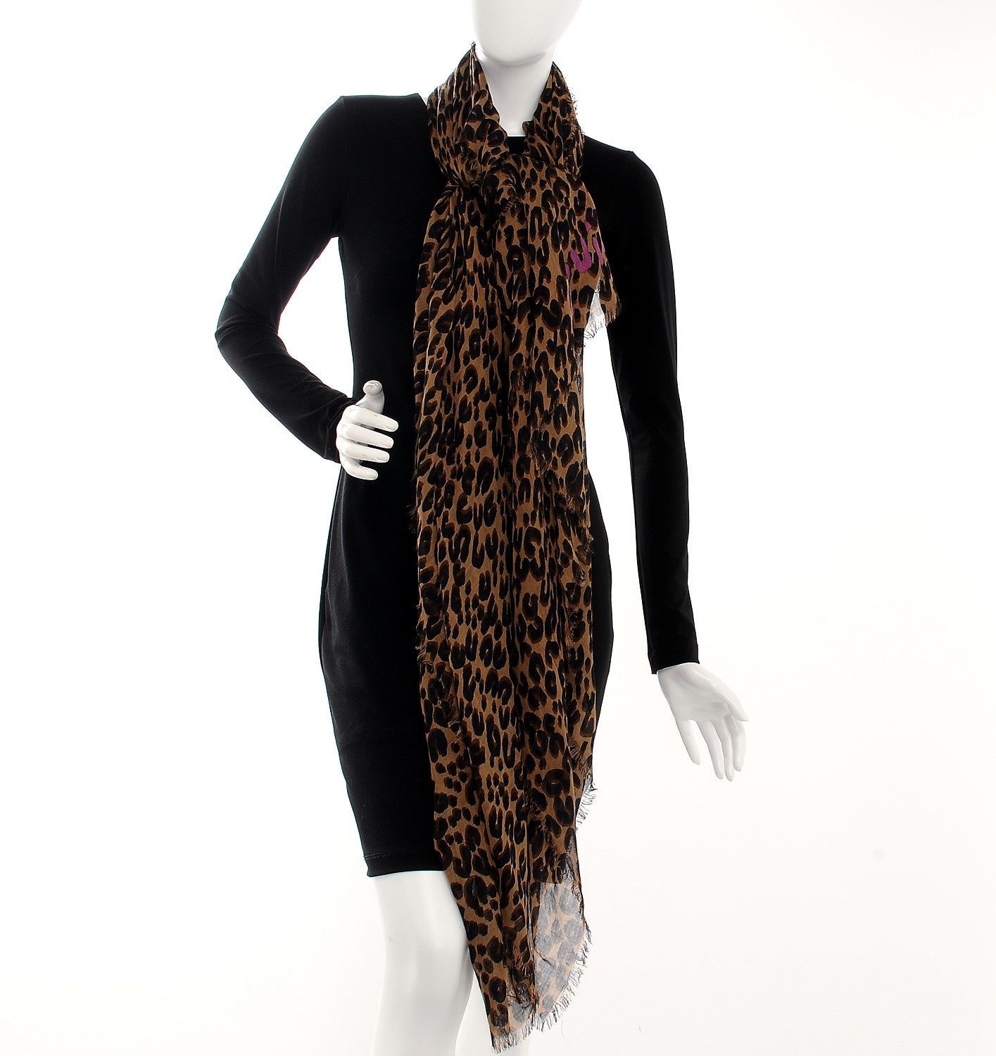 Louis Vuitton Cashmere Silk Leopard Etole Stole Marron 2 of 8