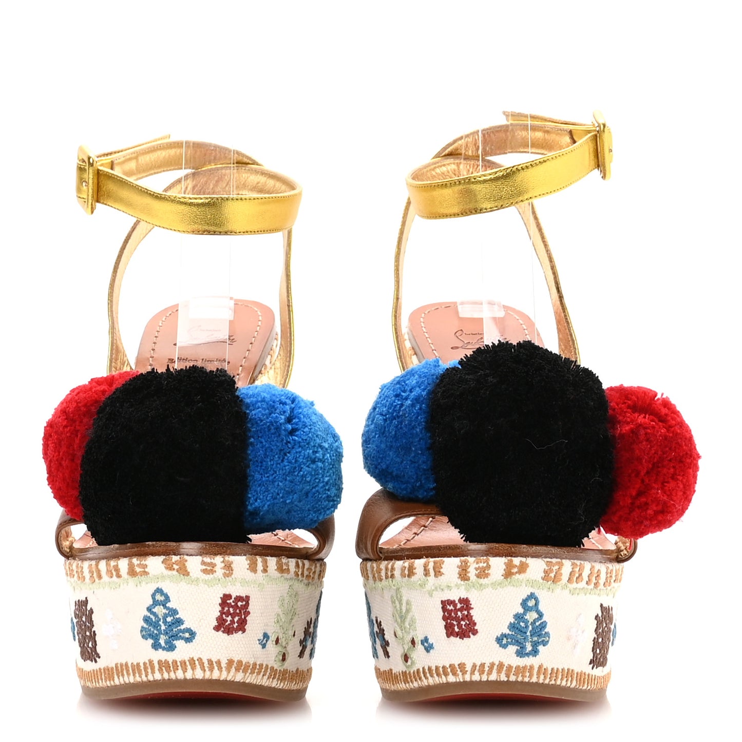 Denim Embroidered Cycladissimo 120 Wedge Sandals 40 Multicolor