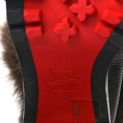 Christian Louboutin Grained Calfskin Raton Laveu Racoon Fur Fanny 70 Ankle Boots 38 Black 7 of 8