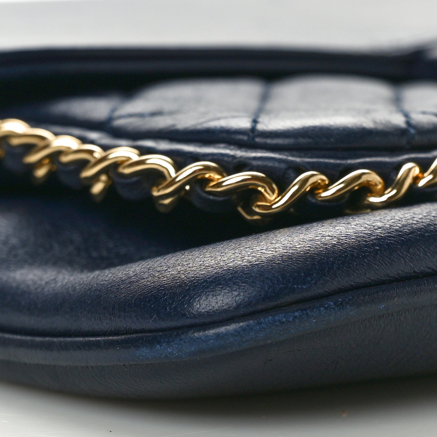 Lambskin Quilted Large CC Unchained Crossbody Navy
