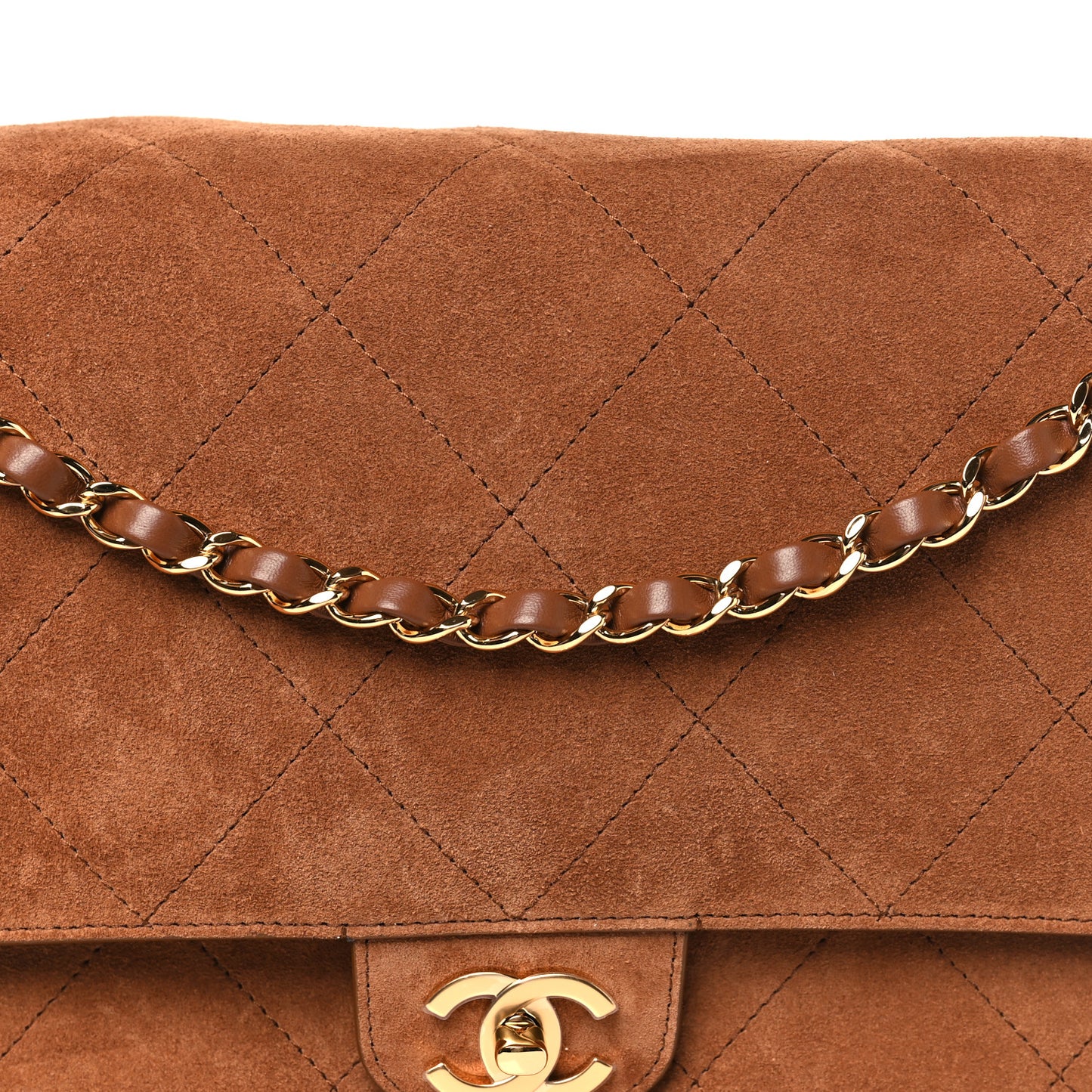 Suede Calfskin Souplissimo Maxi Flap Camel