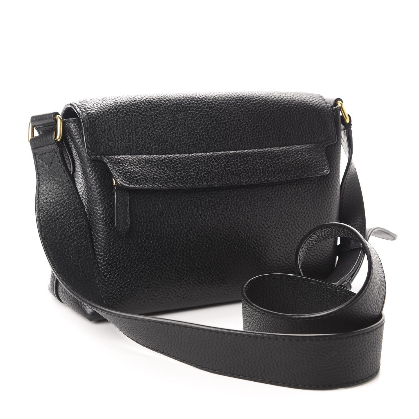 Grainy Calfskin Embossed Small Messenger Black