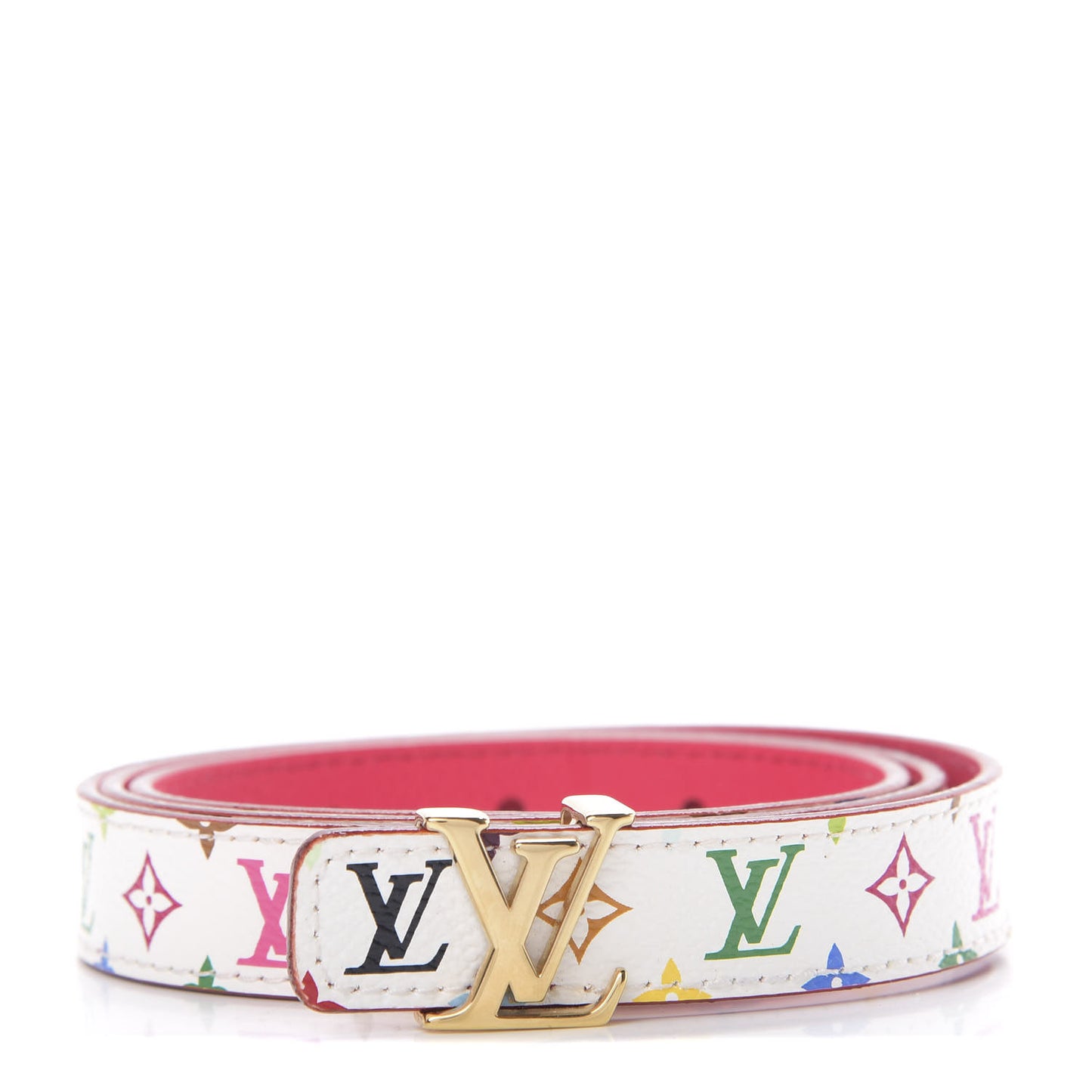 Monogram Multicolor LV Initiales Belt 80 32 White