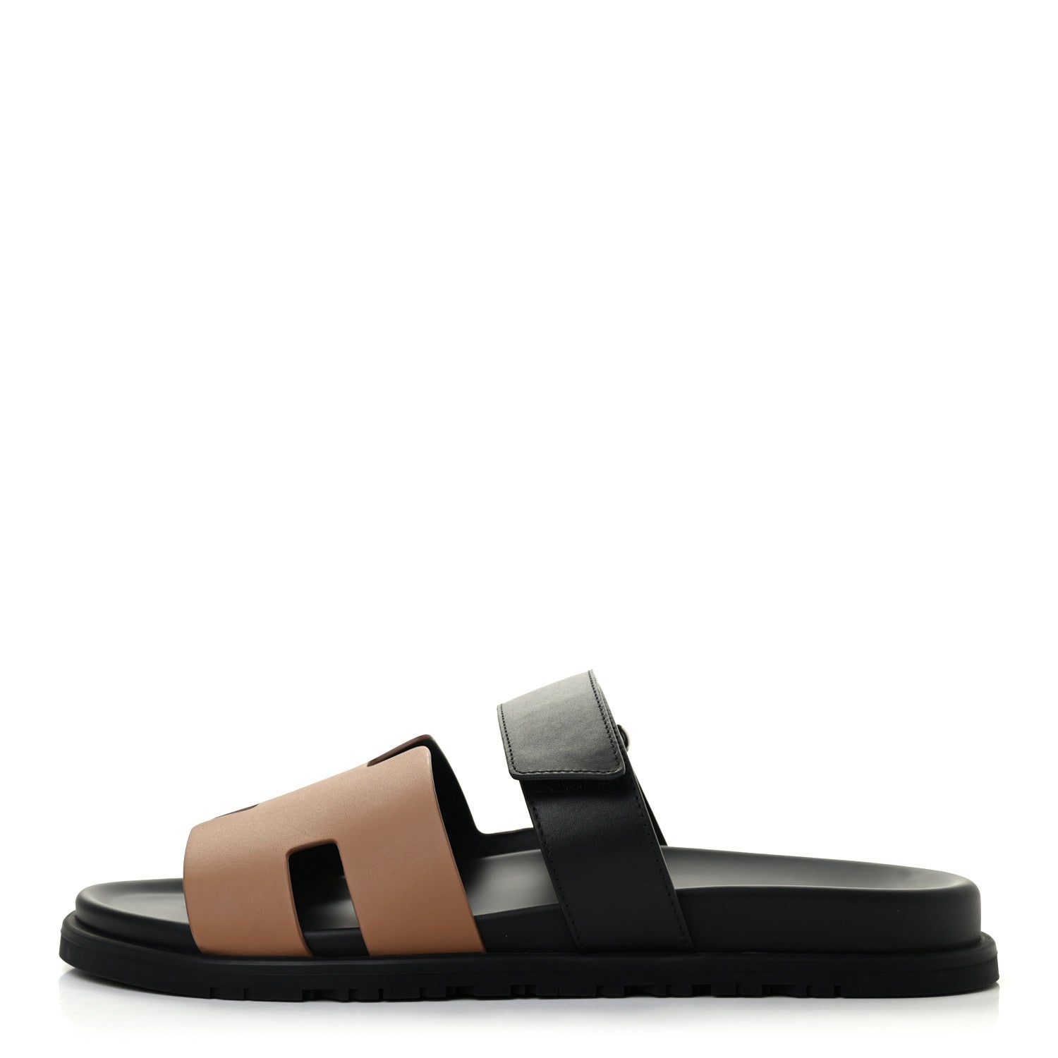 Hermes Calfskin Mens Chypre Sandals 45 Naturel Safari Black 1 of 15