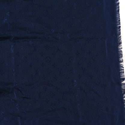 Louis Vuitton Silk Wool Monogram Denim Shawl Blue Marine 2 of 3