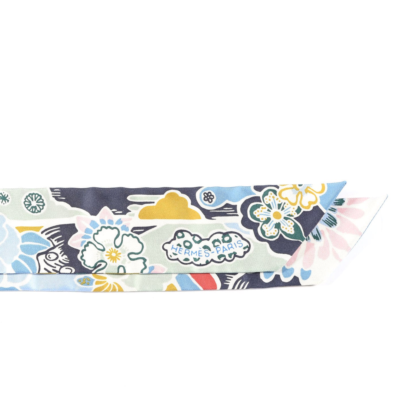 Silk Bingata Twilly Bleu Ciel Vert Rose