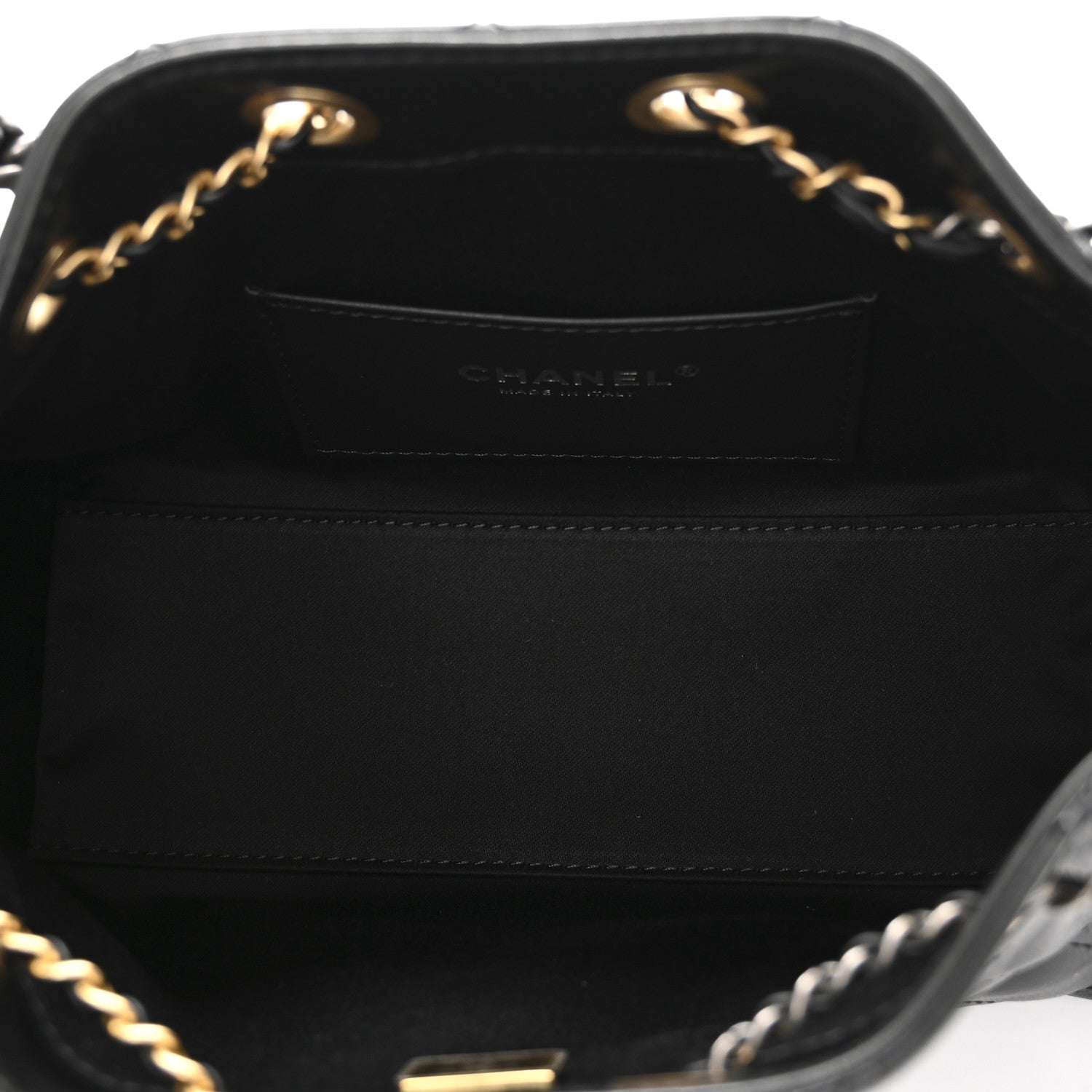 Chanel Shiny Crumpled Quilted Mini Chanel 25 Handbag Black 1774613