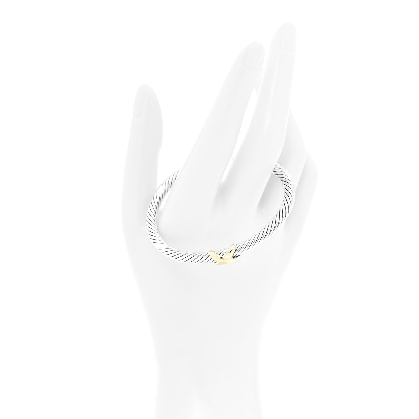 Sterling Silver 14K Yellow Gold 5mm X Station Cable Bracelet