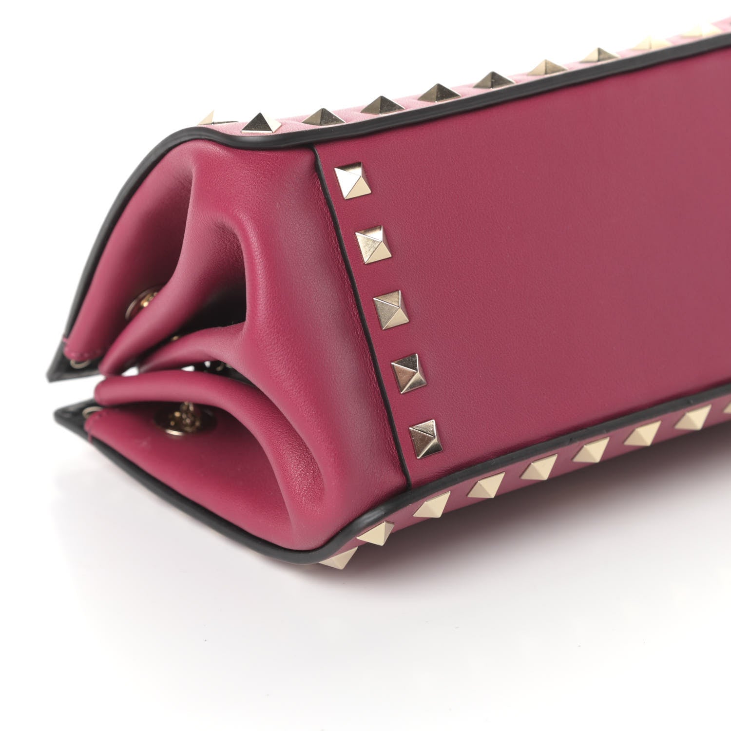 Valentino Garavani Vitello Mini Rockstud Flip-Lock Chain Shoulder Bag Raspberry 7 of 8