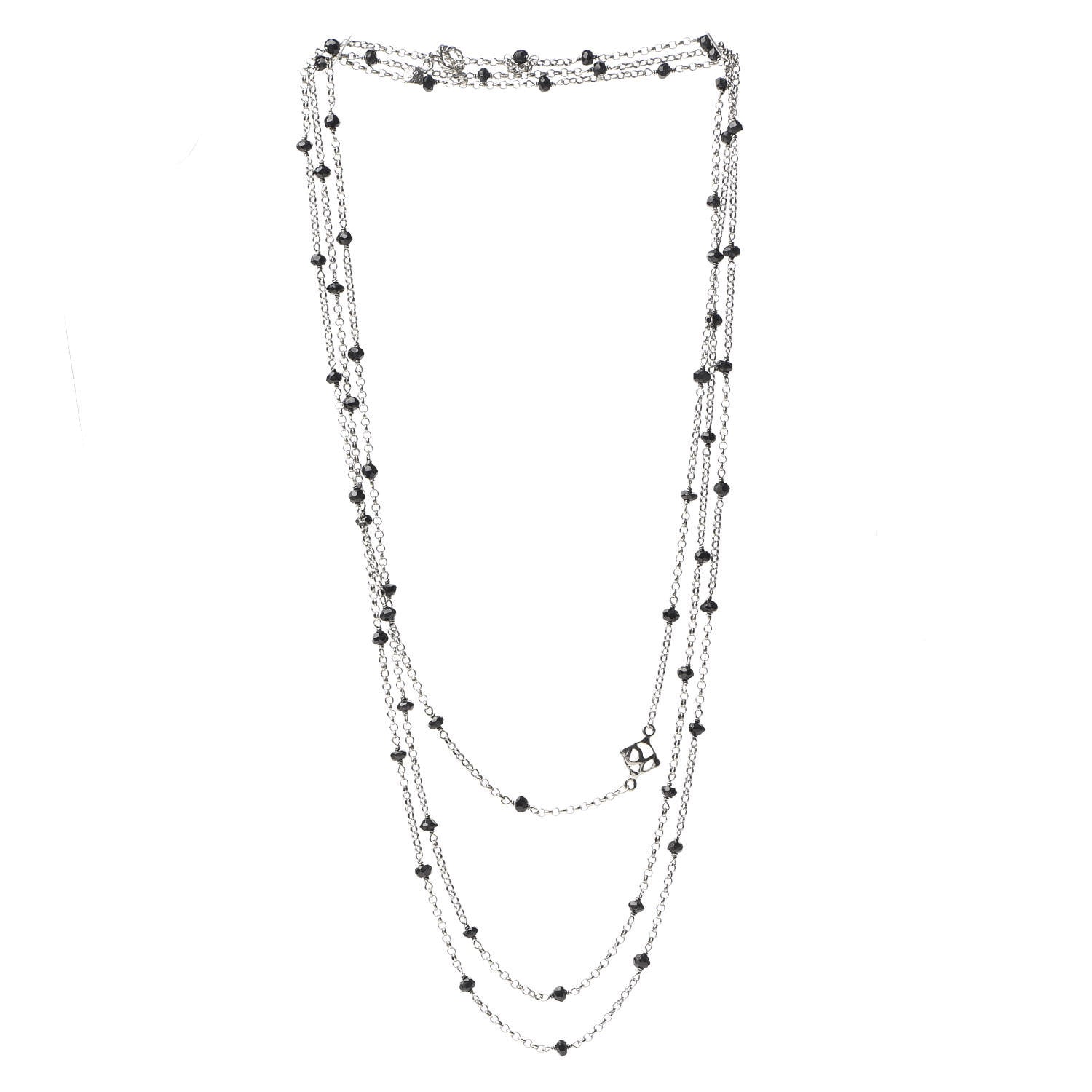 David Yurman Sterling Silver Black Onyx Station Chain Necklace 1 of 2