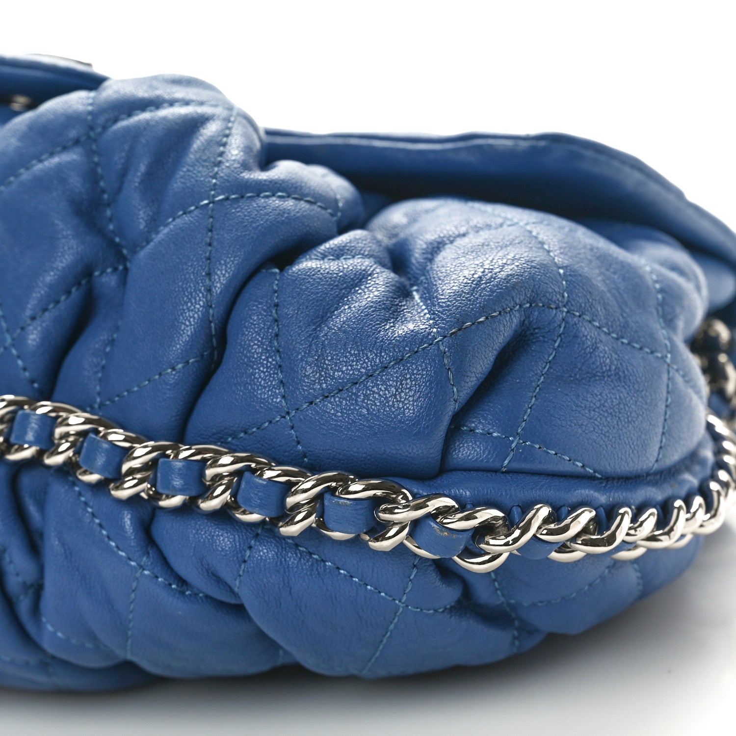 Chanel Washed Lambskin Quilted Medium Chain Around Messenger Blue 10 of 11