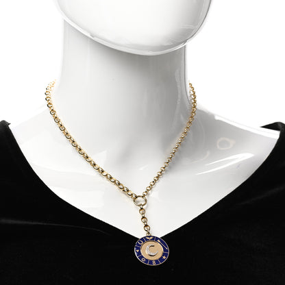 Foundrae 18K Yellow Gold Diamond Enamel Blue Crescent Champleve Heavy Mixed Chain Necklace 2 of 4