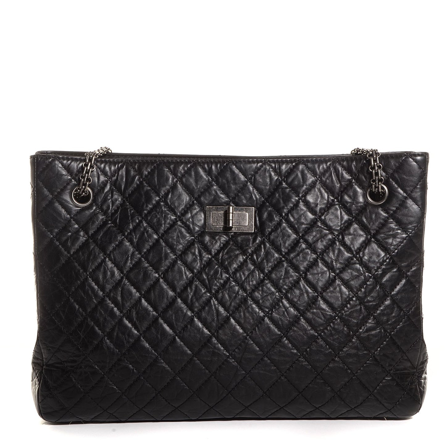Aged Calfskin Quilted Reissue 2.55 Tote Black