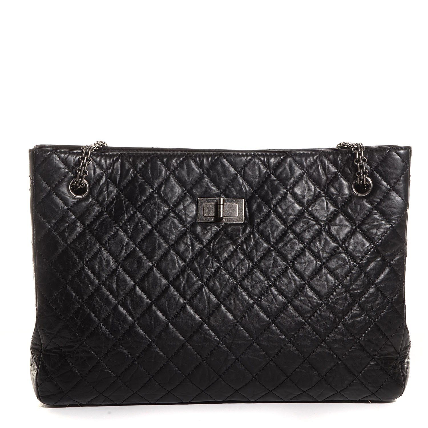Chanel Aged Calfskin Quilted Reissue 2.55 Tote Black 1 of 8