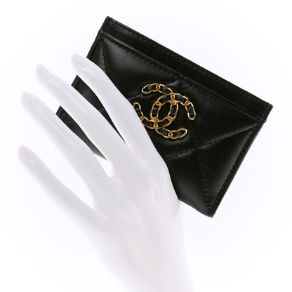 Chanel Lambskin Quilted Chanel 19 Card Holder Black 2 of 9