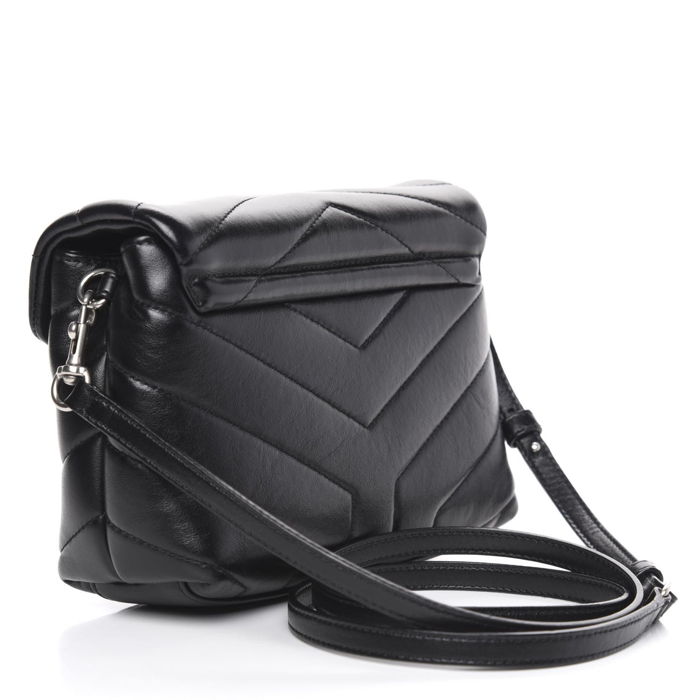 Calfskin Y Quilted Monogram Toy Loulou Crossbody Bag Black