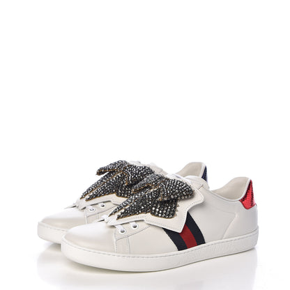 Gucci Calfskin Ayers Web Womens Ace Bow Lace Sneakers 38.5 White 3 of 14