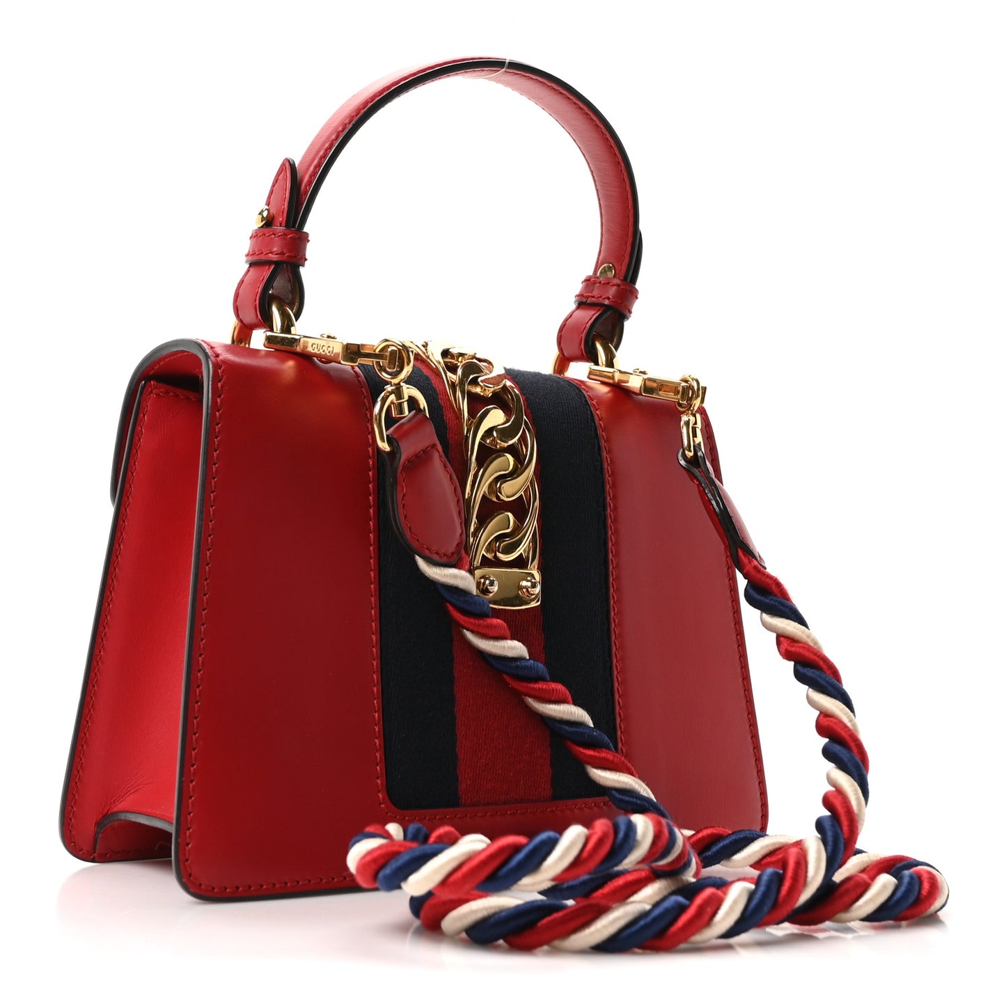 Calfskin Mini Sylvie Top Handle Bag Hibiscus Red