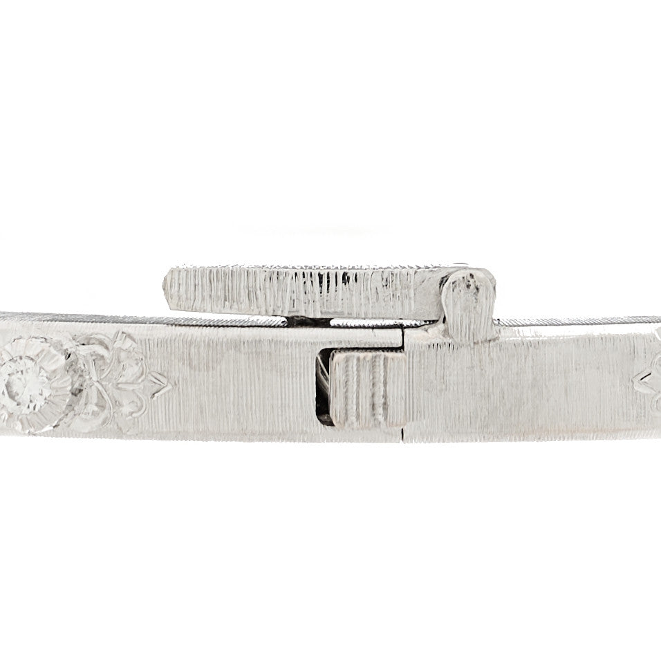 Buccellati 18K White Gold Diamond 3mm Macri Classica Bangle Bracelet 3 of 5