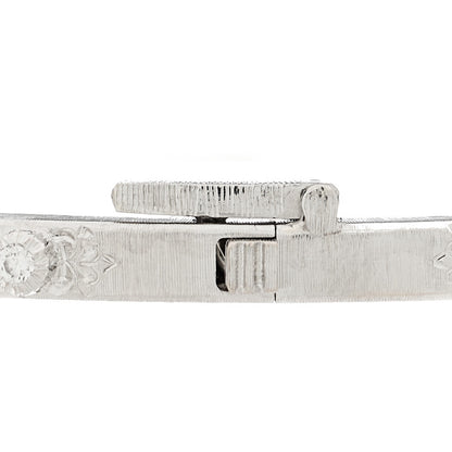 Buccellati 18K White Gold Diamond 3mm Macri Classica Bangle Bracelet 3 of 5