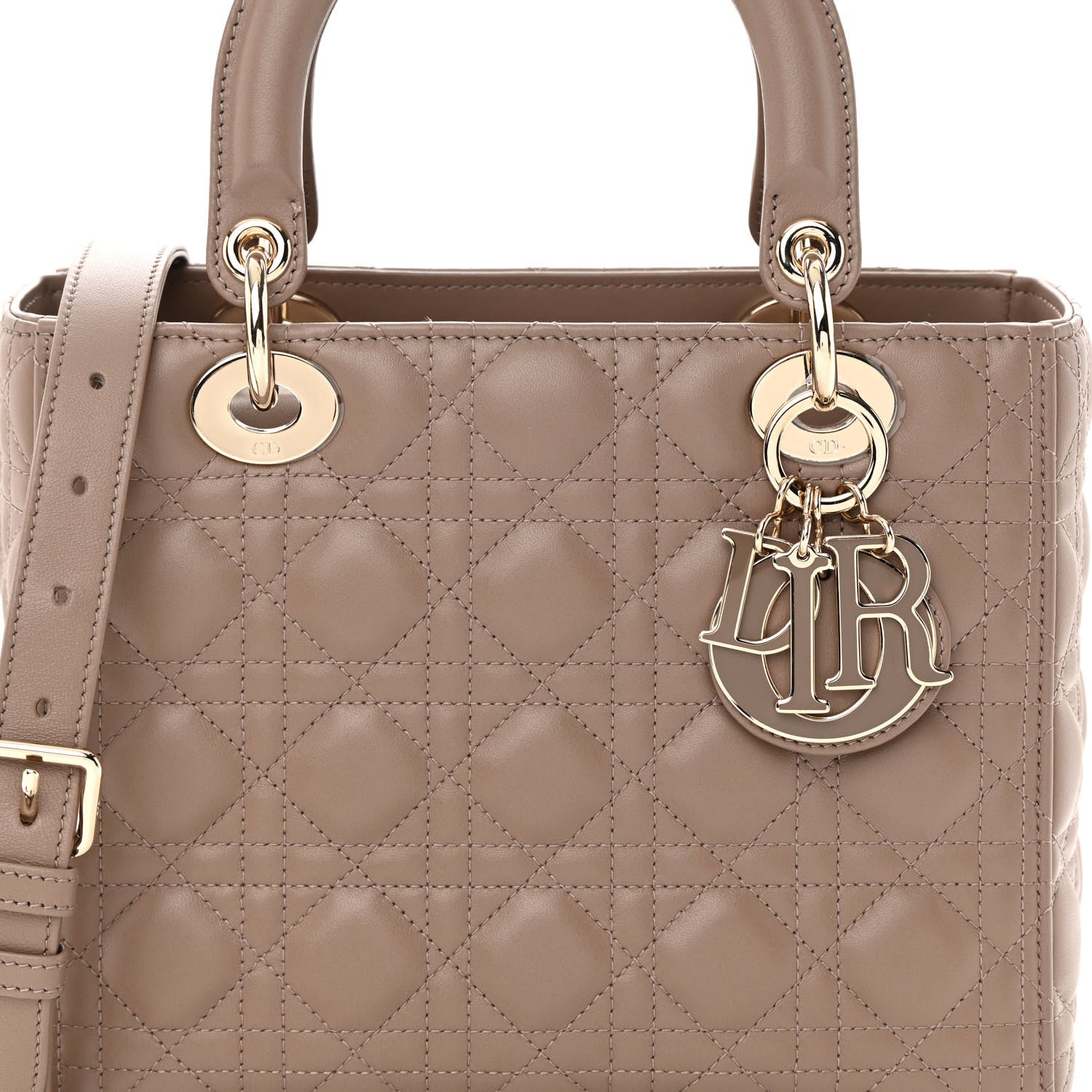 Christian Dior CHRISTIAN DIOR Lambskin Cannage Medium Lady Dior Warm Taupe 8 of 12