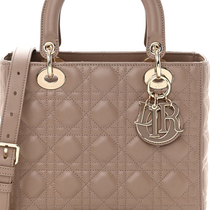 Christian Dior CHRISTIAN DIOR Lambskin Cannage Medium Lady Dior Warm Taupe 8 of 12