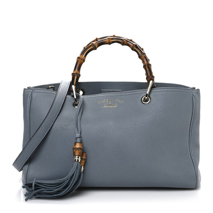 Gucci Pebbled Calfskin Medium Bamboo Shopper Tote Light Blue 1 of 13