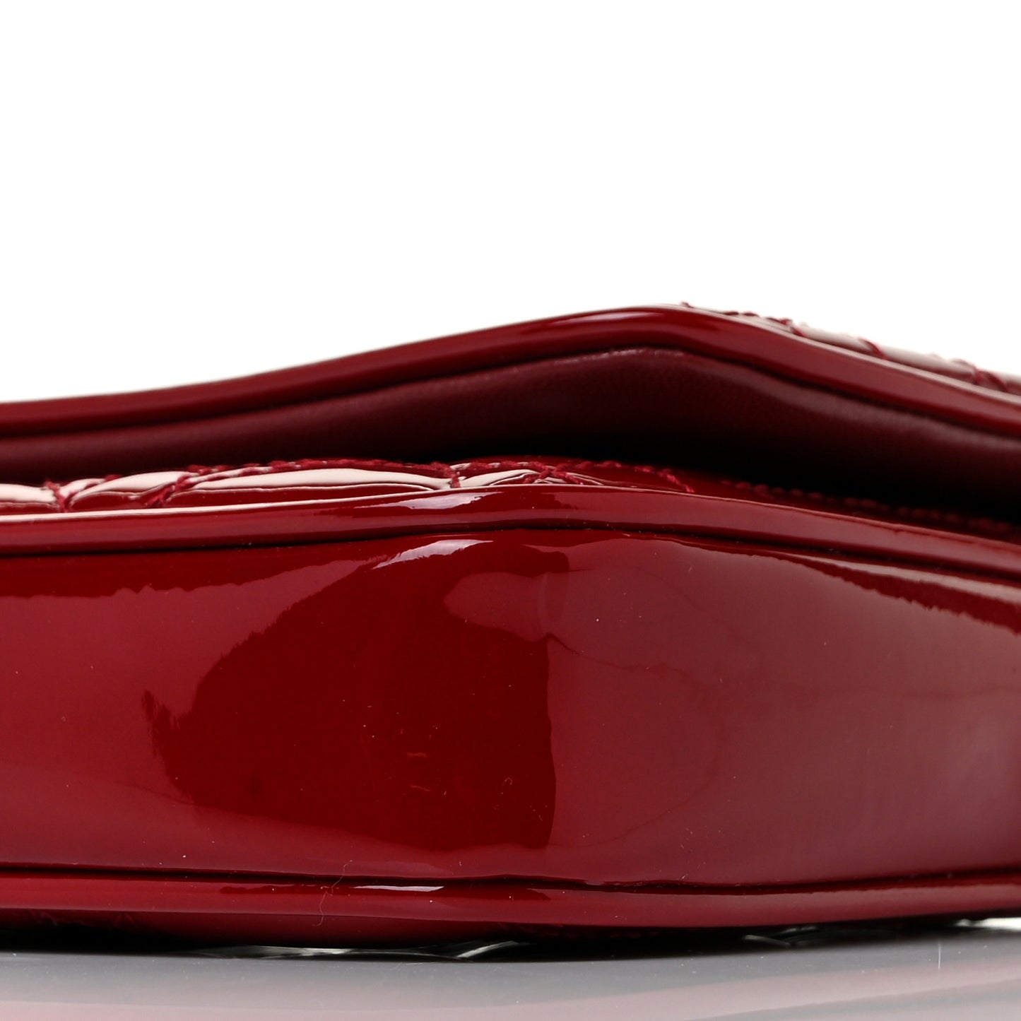 Patent Cannage Lady Dior Pochette in Red