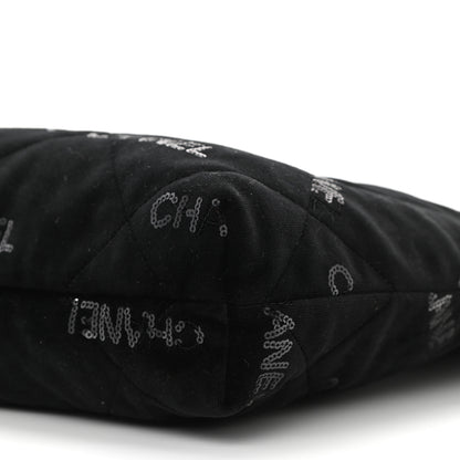 Chanel Velvet Sequin Quilted Small Chanel 22 Black 10 of 11