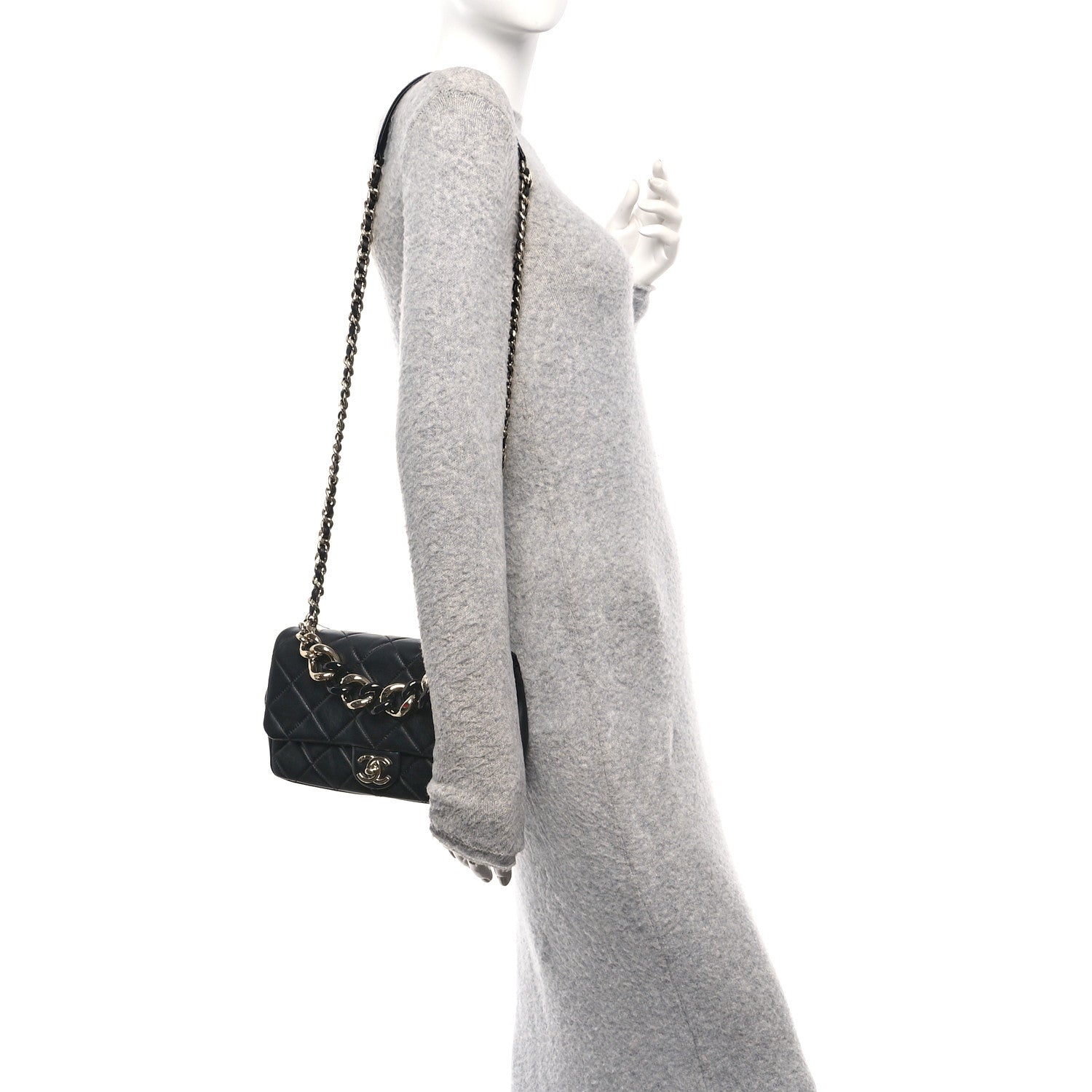 Chanel Lambskin Quilted Resin Bi-Color Chain Flap Bag Black 2 of 11