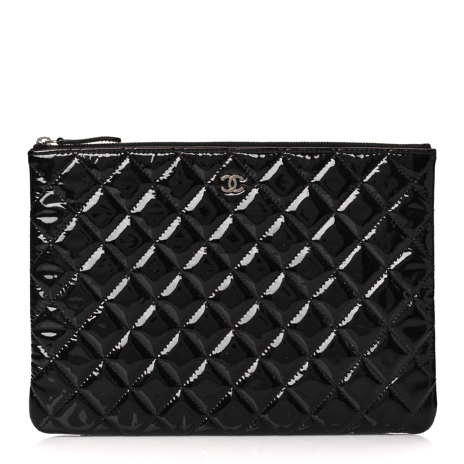 Chanel Patent Calfskin Quilted Medium Cosmetic Case Black 1 of 10