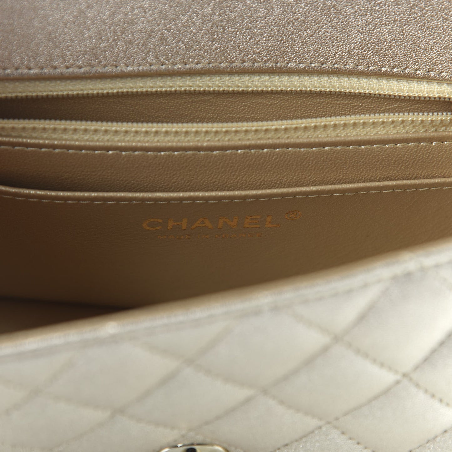 Metallic Lambskin Quilted Mini Rectangular Flap Gold