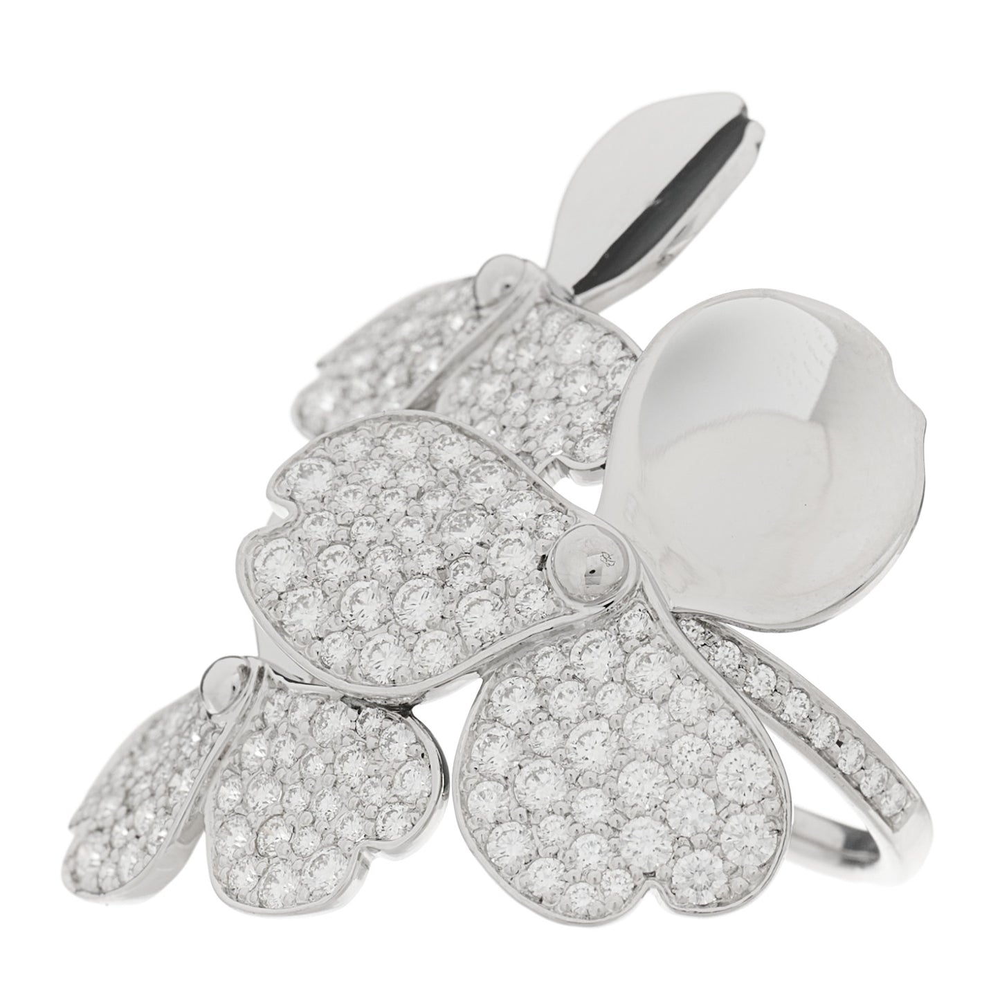 Platinum Diamond Paper Flowers Cluster Ring 52 6