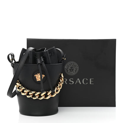 Versace Calfskin Medusa Chain Bucket Bag Black 10 of 10