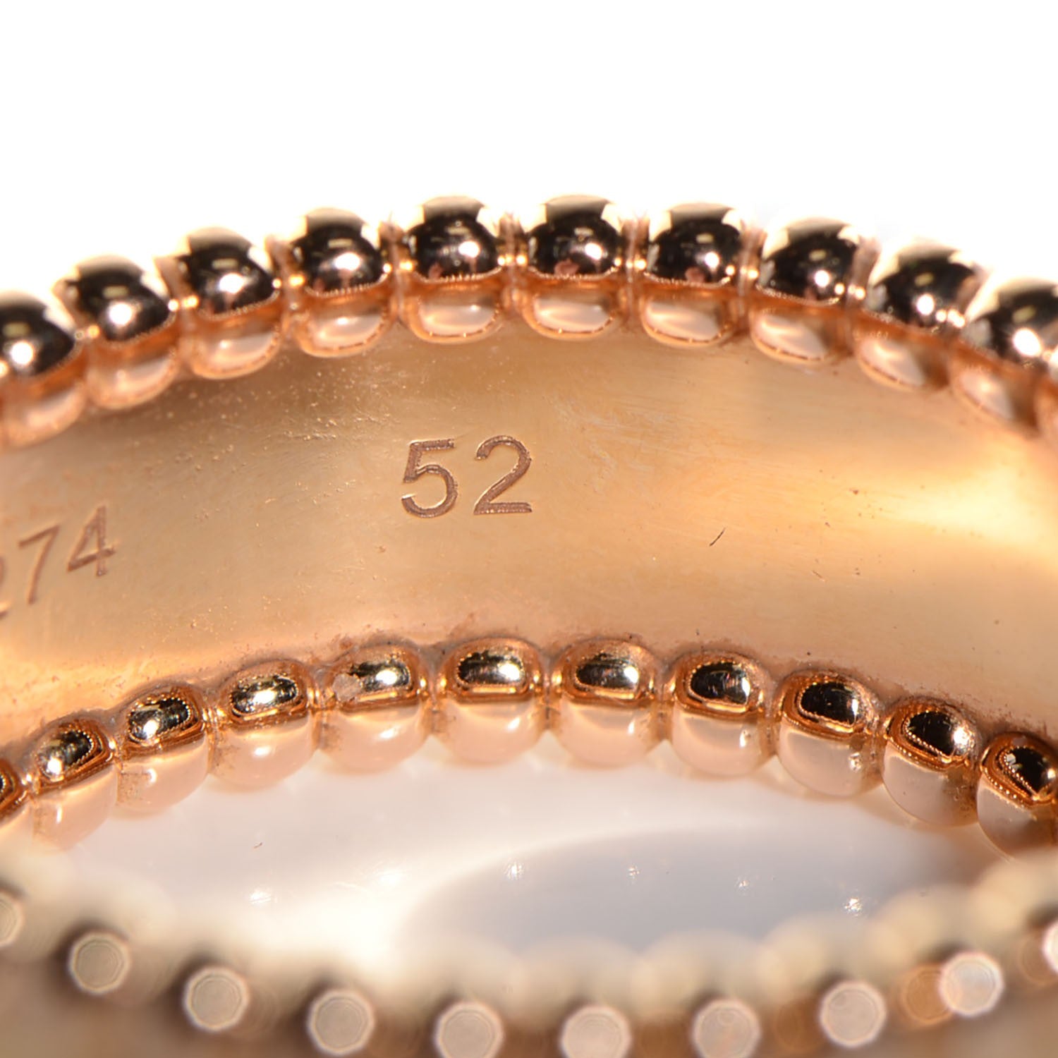 Van Cleef & Arpels 18K Rose Gold Perlee Signature Ring 52 6 5 of 6
