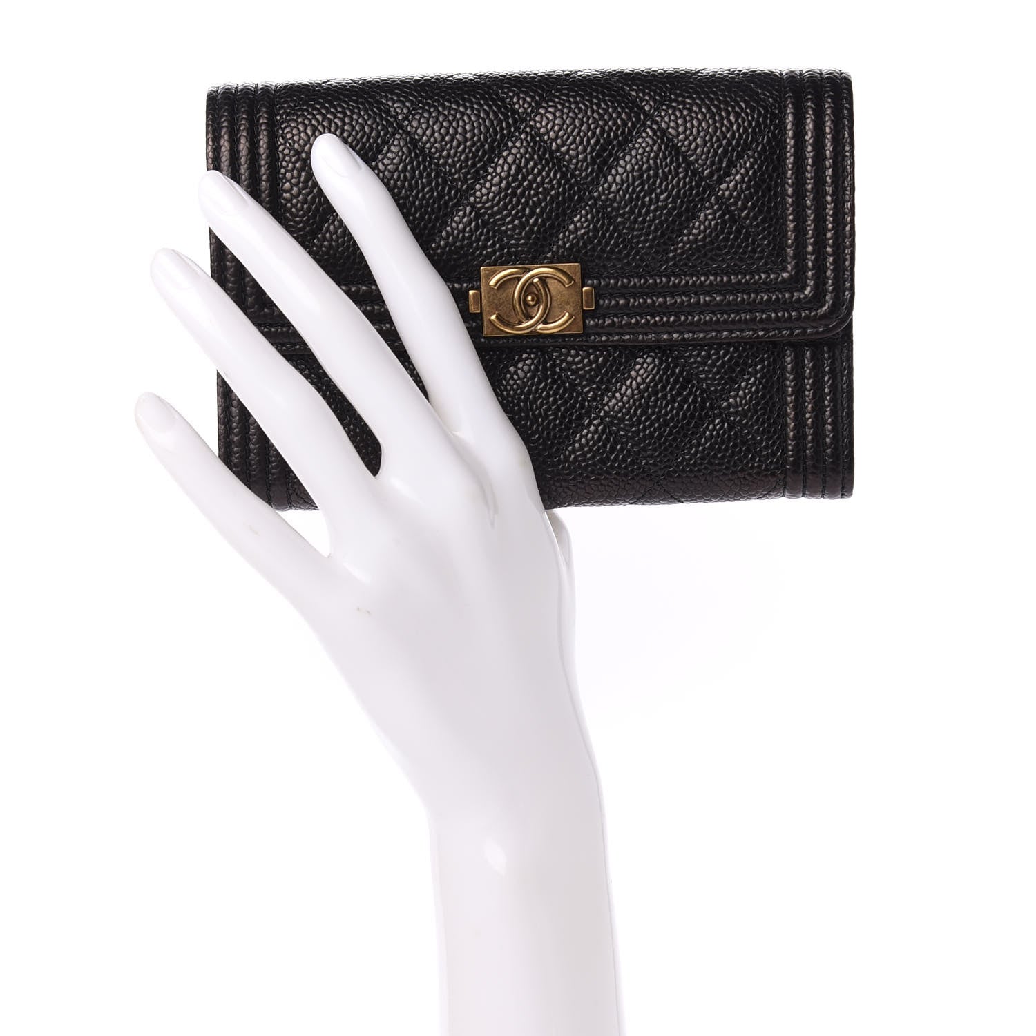 Chanel Caviar Quilted Small Boy Flap Wallet Black 2 of 8