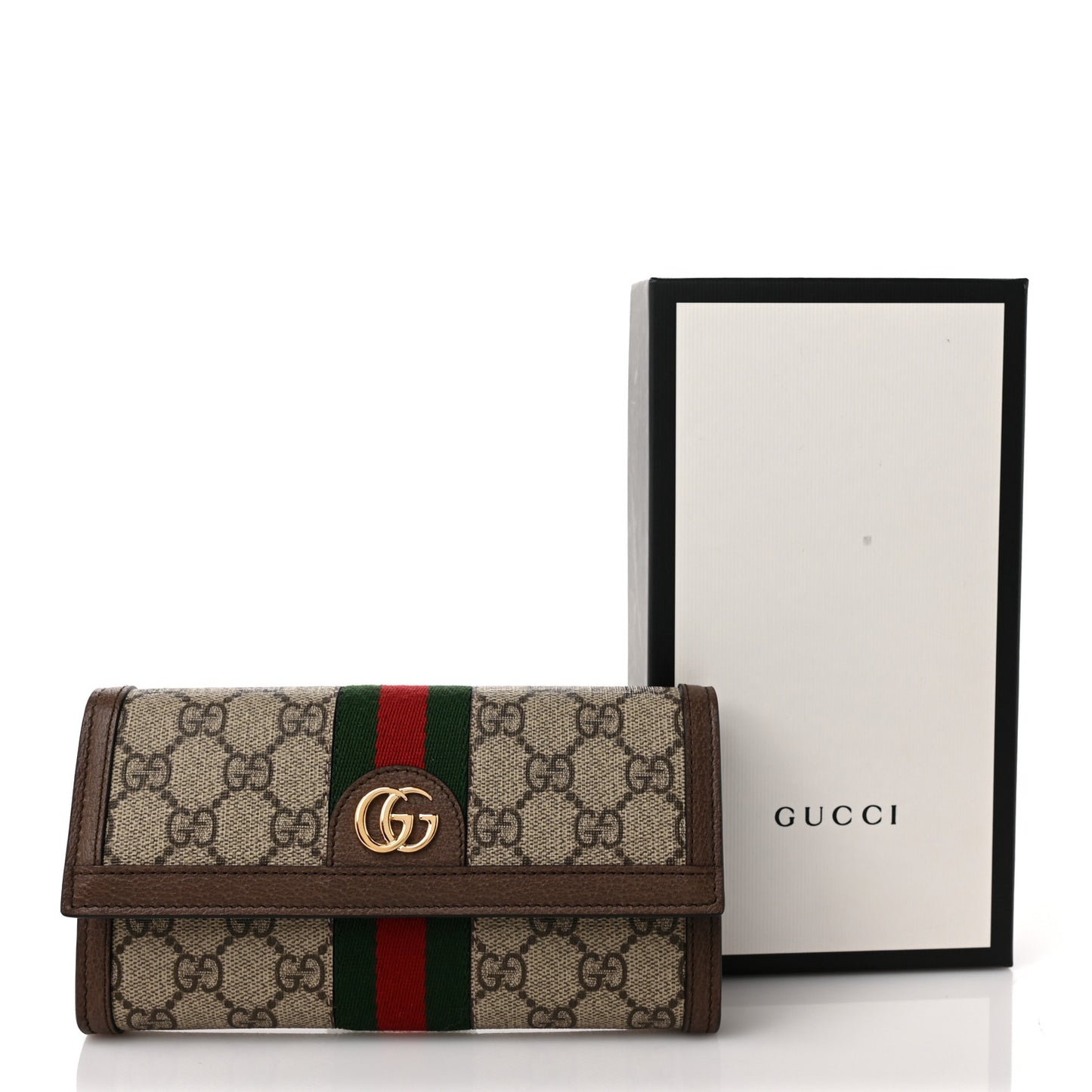 GG Supreme Monogram Web Ophidia Continental Wallet Brown