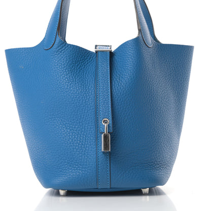 Hermes Taurillon Clemence Picotin Lock 18 PM Mykonos 8 of 11